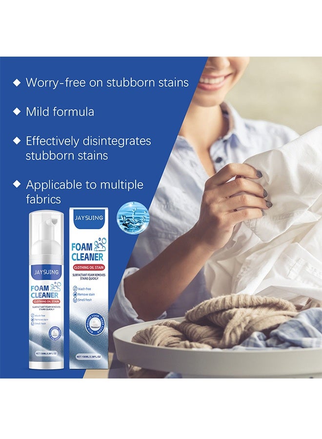 Jaysuing Clothing Oil Stain Foam Cleaner - Removes Stubborn Stains - Leaves Fragrance to Clean Laundry - For Treating Leftover Laundry Stains from Food, Oil, Sauce, Coffee, etc - Powerful Stain Remover Foam Cleaner 100ML - Image 5